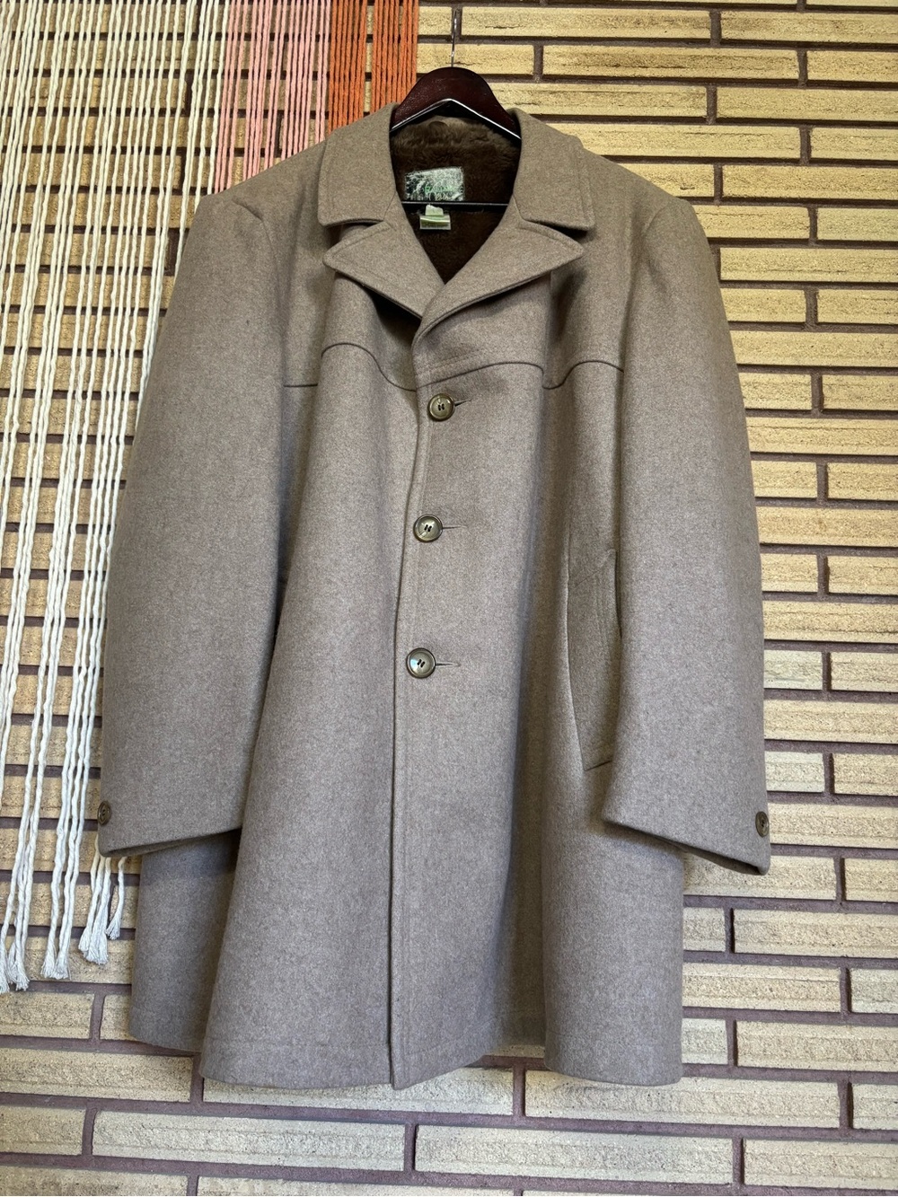 80's Tan Wool Blend Pea Coat - 3/4 Length Winter Coat - Medium - Men's Overcoat